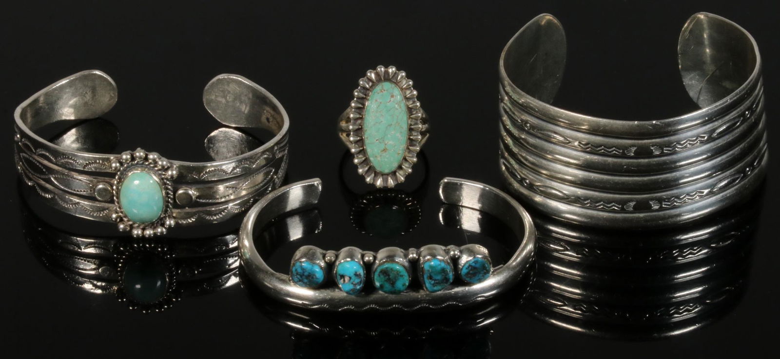 (4 PC) NATIVE AMERICAN SILVER JEWELRY (1 of 4)