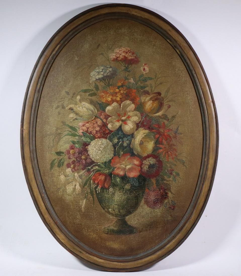 OVAL FLORAL STILL LIFE PAINTING (1 of 3)