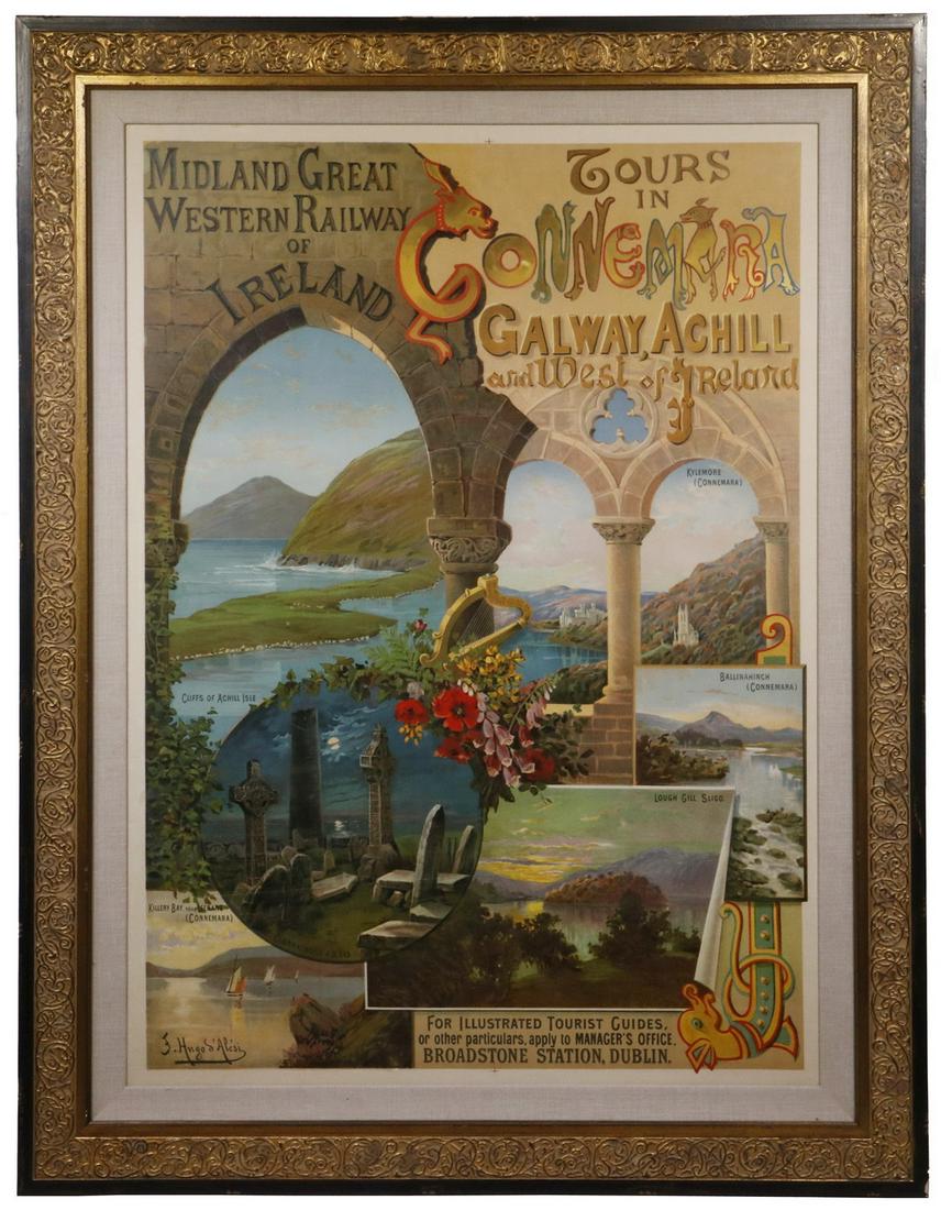 FRAMED BROADSIDE RAILWAY POSTER FOR IRELAND (1 of 3)