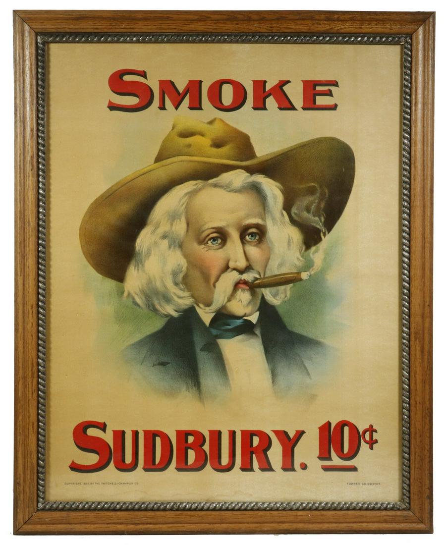 FRAMED TOBACCO ADVERTISING BROADSIDE, DATED 1897 (1 of 4)