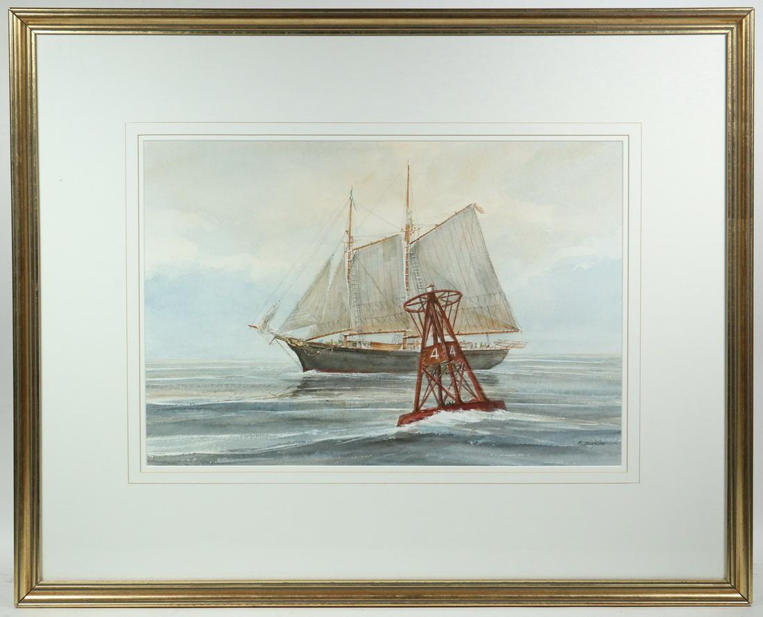 SHIP WATERCOLOR BY E. JOHNSON (1 of 3)
