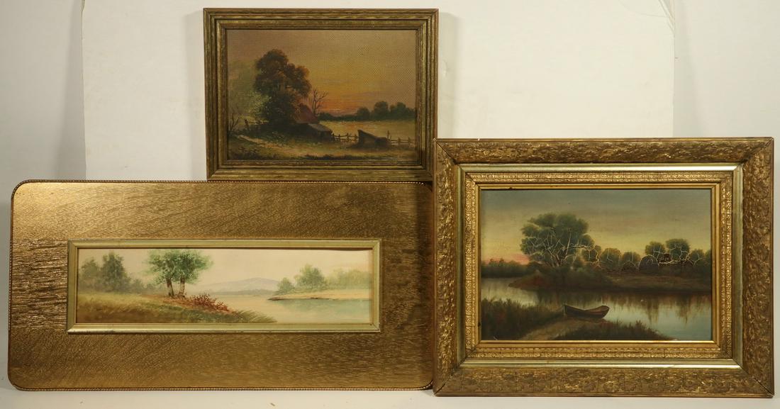 (3) EARLY 20TH C. NAIVE LANDSCAPE PAINTINGS: (2) OIL, (1 of 5)