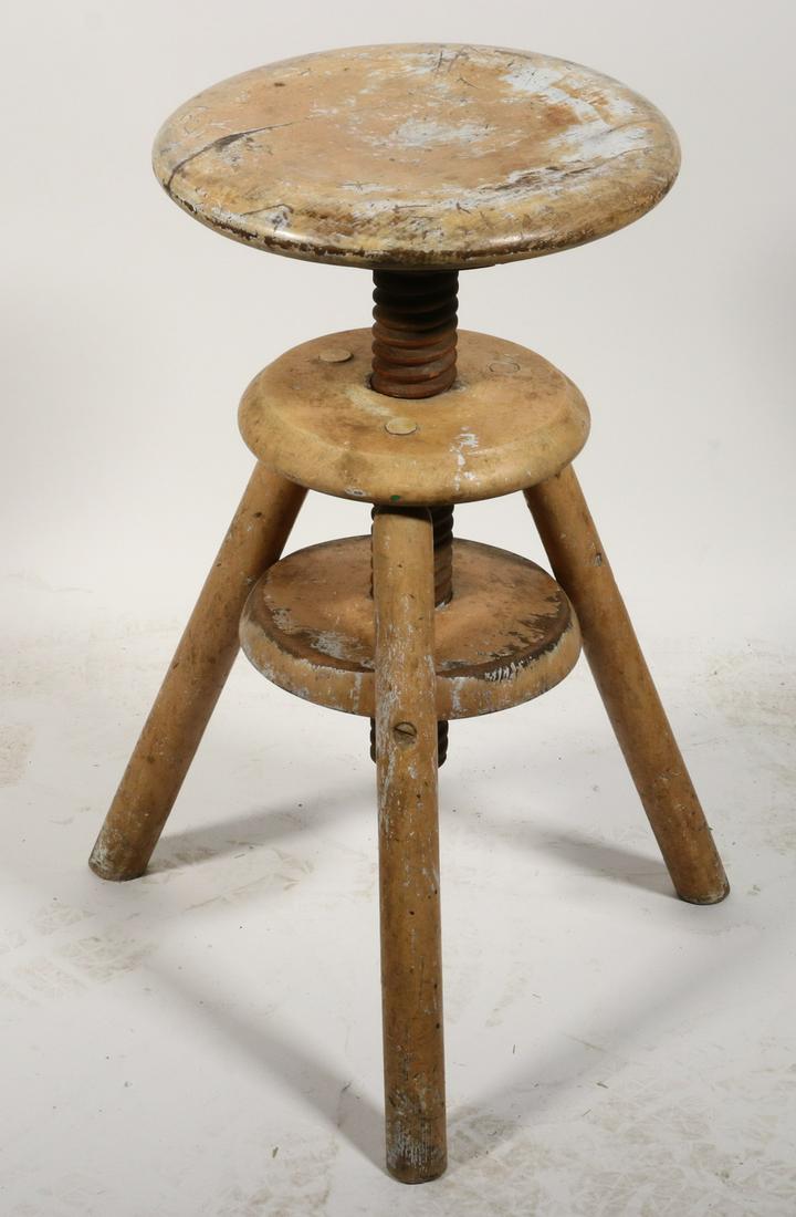 WOODEN ARTIST'S STUDIO STOOL (1 of 4)