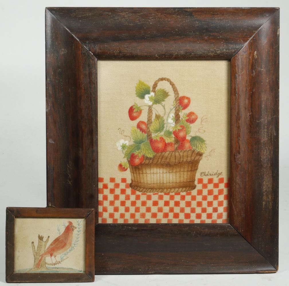 (2 PCS) 19TH C. AMERICAN SCHOOLGIRL'S WATERCOLORS (1 of 3)