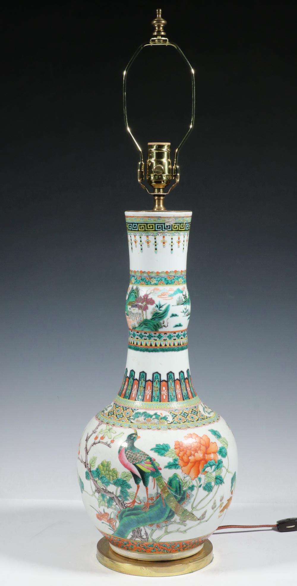 CHINESE PORCELAIN VASE WIRED AS LAMP (1 of 2)