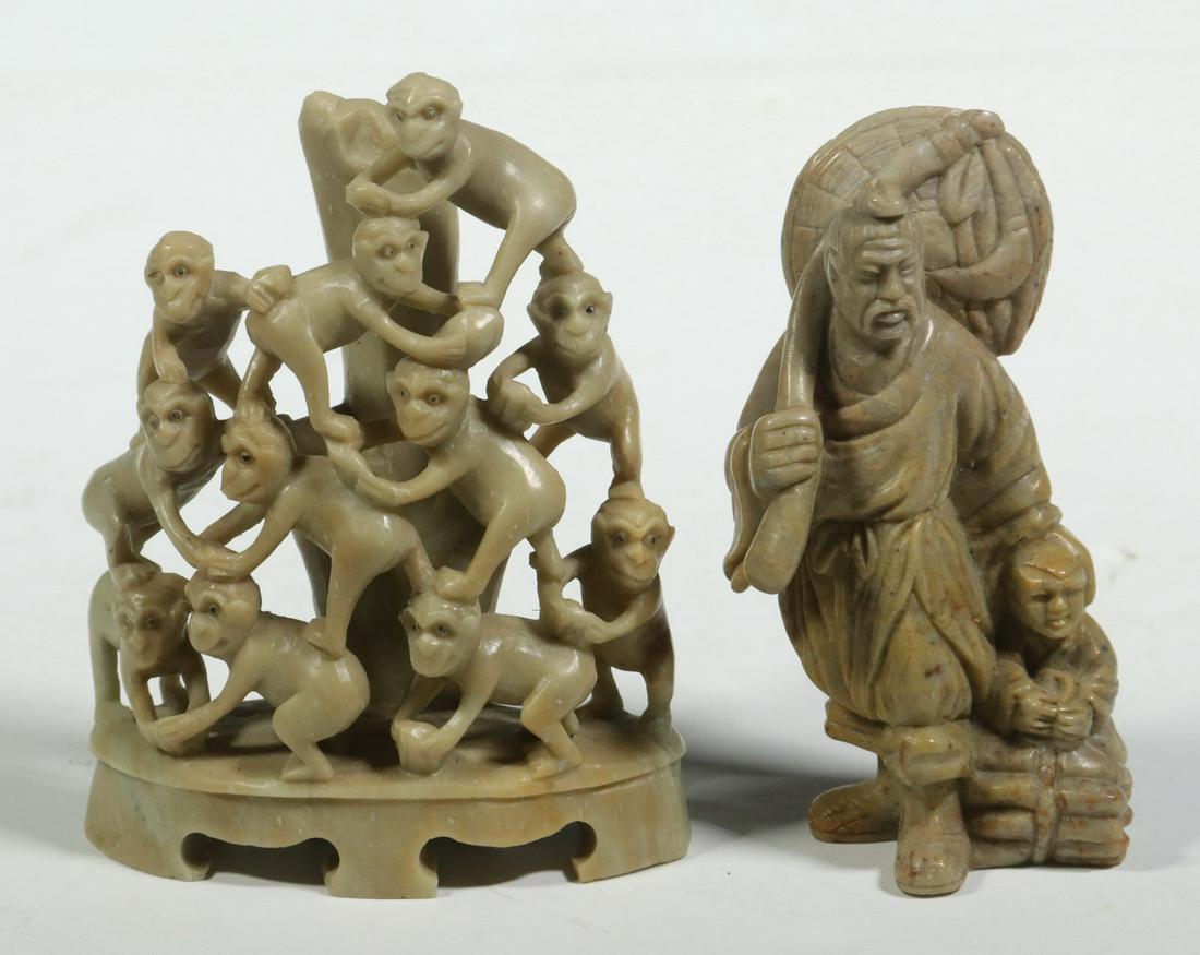 (2) CARVED SOAPSTONE FIGURES (1 of 2)