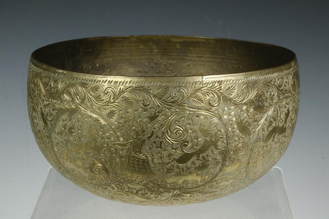 INDIAN ENGRAVED BRASS BOWL (1 of 2)