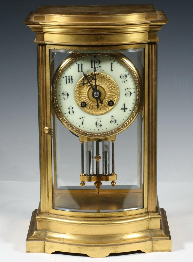 FRENCH BOW FRONT CRYSTAL REGULATOR CLOCK (1 of 8)