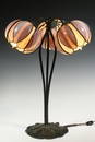 SLAG GLASS WATER LILY BRONZE TABLE LAMP