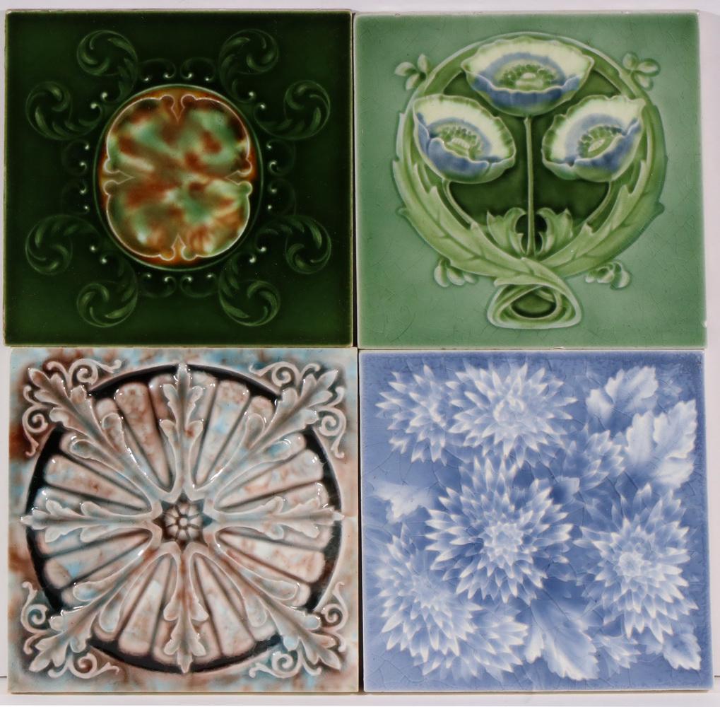 (4) ART NOUVEAU RELIEF ART TILES (1 of 2)