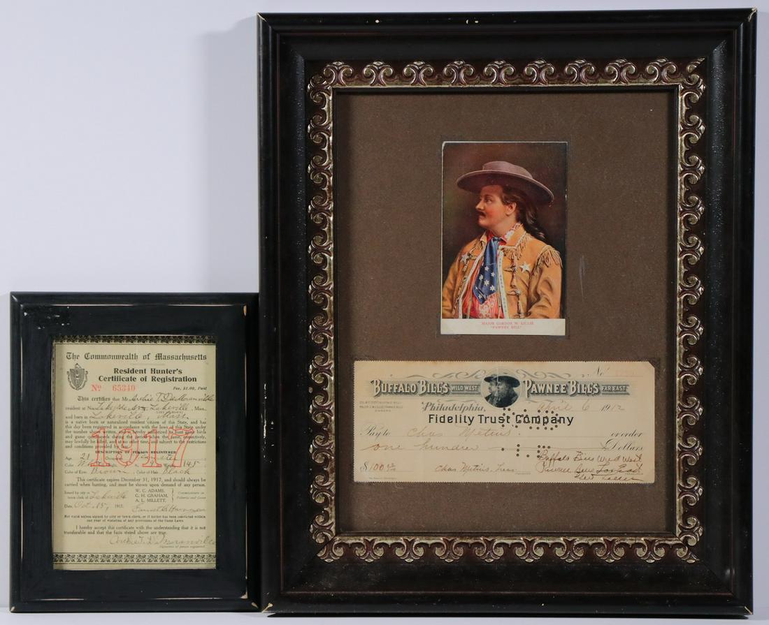 (2 PCS) OUTDOORSMEN/WESTERN FRAMED EPHEMERA (1 of 3)