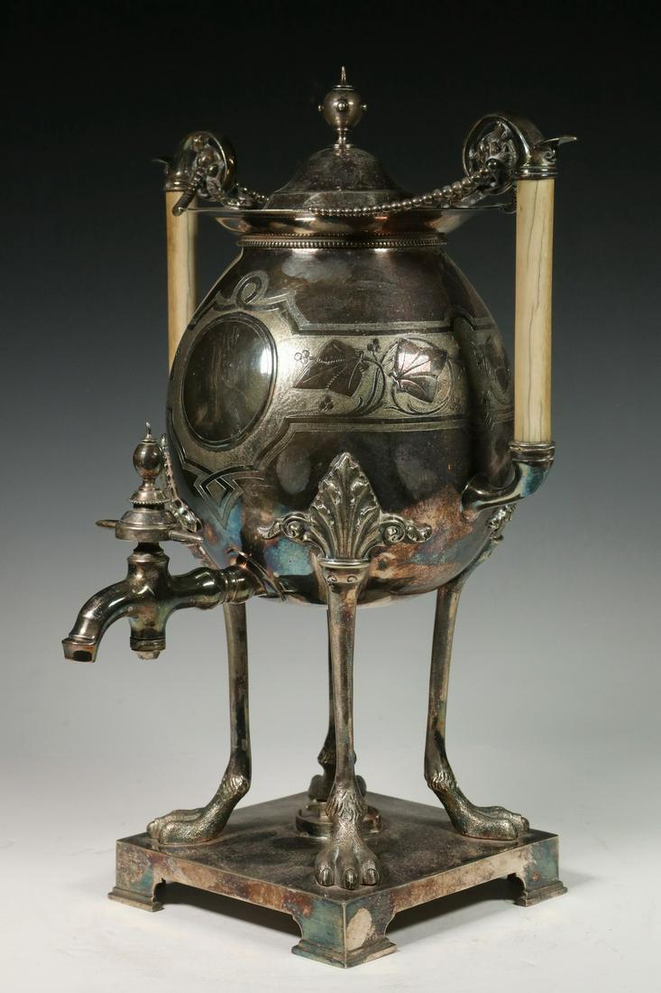 VICTORIAN SILVER-PLATED LIQUID DISPENSER (1 of 2)