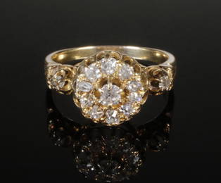 18K GOLD VICTORIAN MINE CUT DIAMOND RING