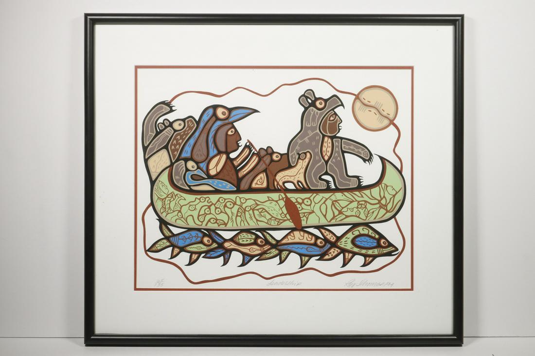 ROY HARVEY THOMAS (ONTARIO, CAN, 1949-2004): "Leadership", serigraph on paper, pencil signed and titled, dated '94, numbered 65/135, in black bullnose frame, OS: 21" x 24", SS: 14" x 17 1/2". Fine condition.
