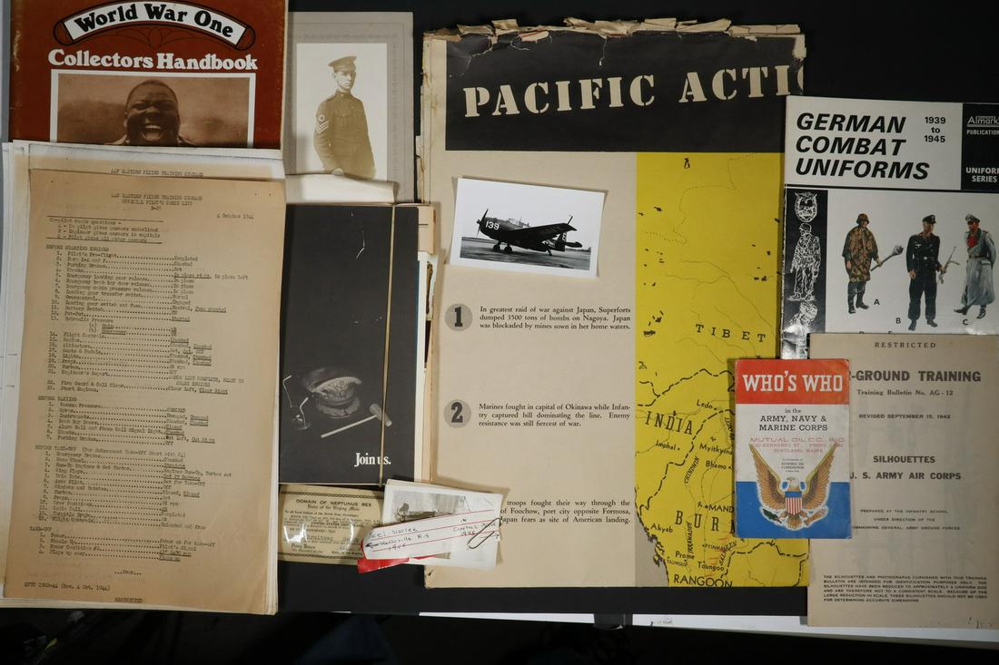 (14 PCS) MILITARY EPHEMERA: Including: Giant News Map of May 1945 (wall-hanger), folded; "Souvenir of the Old Guard, New York City, 1902" from the Library of the Veterans, Ninth Regiment, NGSNY, New York, NY; "World War I Collec