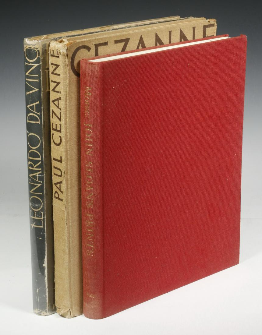 (3) FOLIO ART BOOKS THAT BELONGED TO DAVID W. SCOTT,: Including: "Leonardo DaVinci" by Ludwig Goldscheider, Phaidon Press, London, Second Edition, 2944; PLUS "Cezanne", Phaidon Press, Vienna; PLUS "John Sloan's Prints; A Catalog Raisonne of the Etchings,