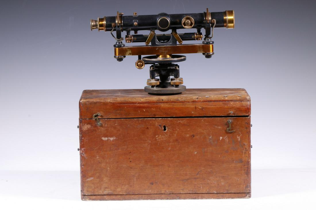 CASED SURVEYOR'S TRANSIT, FREDERICK POST CO., CHICAGO (1 of 4)