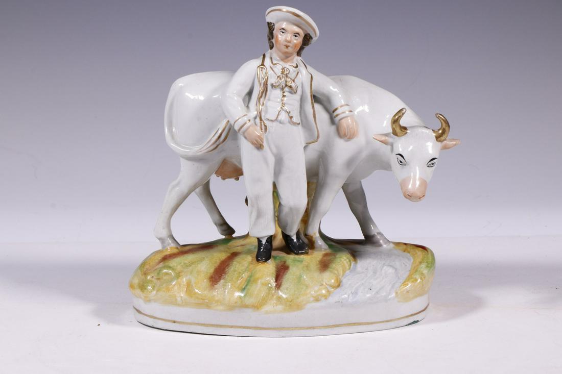 STAFFORDSHIRE BOY AND COW FIGURE (1 of 3)