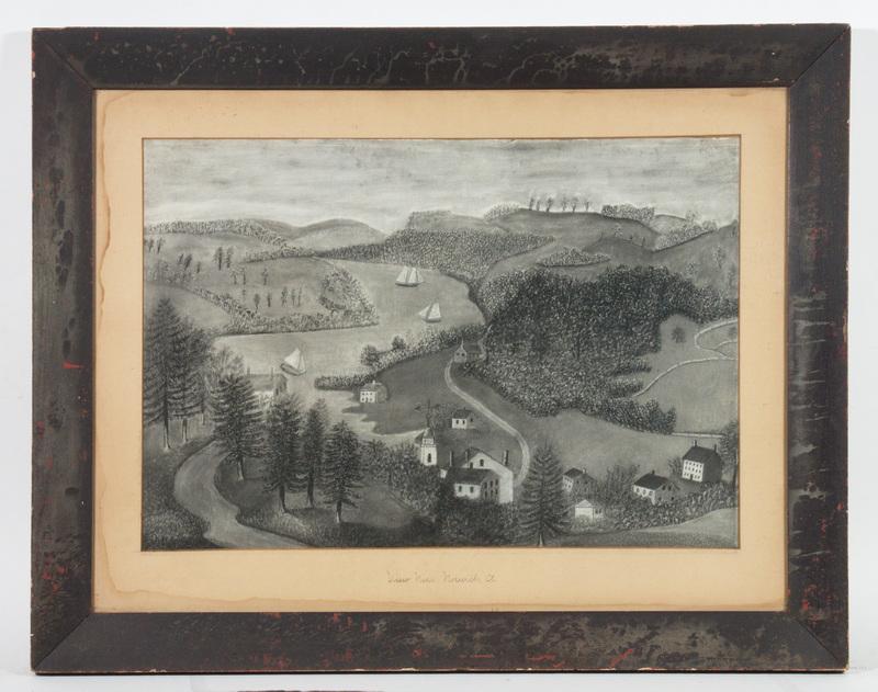 FOLK ART VIEW OF RIVER NEAR NORWICH, CONNECTICUT, CIRCA (1 of 4)