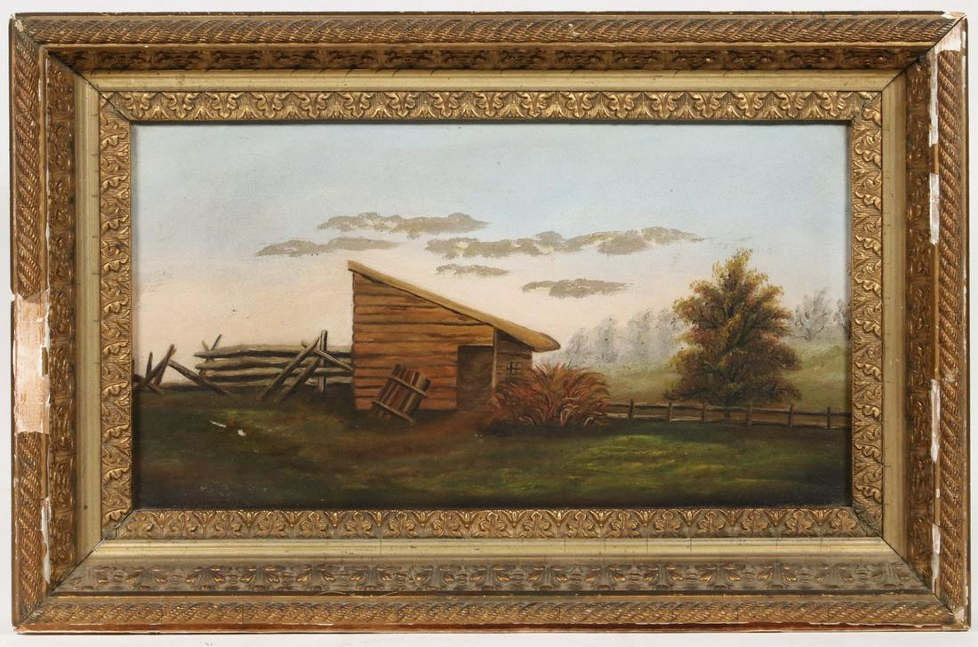 FOLK ART PAINTING OF AN OUTBUILDING (1 of 3)