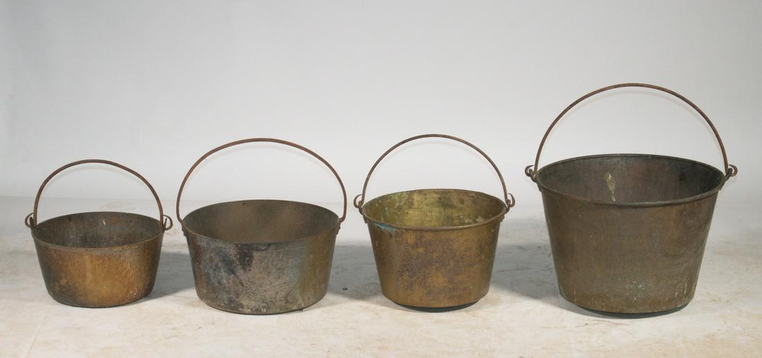 (4) BRASS BUCKETS WITH HANDLES (1 of 1)