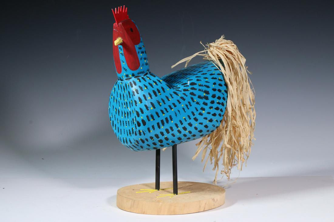 FOLK ART ROOSTER SCULPTURE (1 of 3)