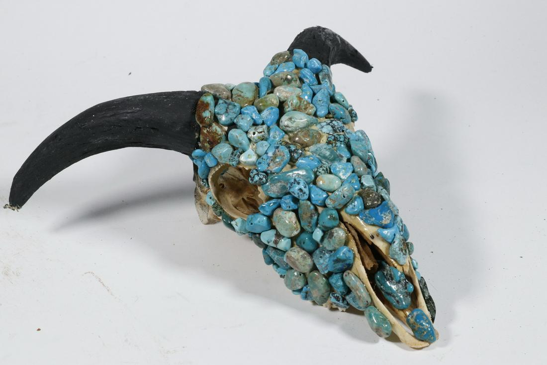 TURQUOISE ENCRUSTED ANIMAL SKULL (1 of 3)