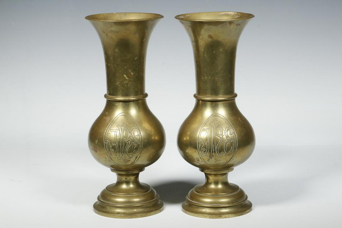 PR OF BRONZE ALTAR URNS BY J.R. LAMB & CO. (1 of 3)