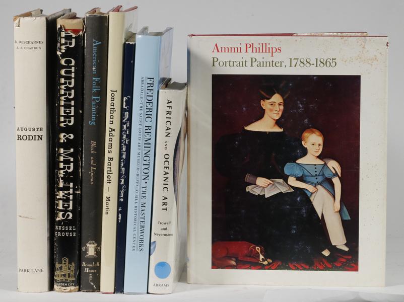 (8) BOOKS ON ART AND ARTISTS: Including: "American Folk Painting" by Mary Black and Jean Lipman, Bramhall Press, NY, 1960; PLUS "Auguste Rodin" by Robert Descharnes & Jean-Francois Chabrun, Park Lane, NY, 1967; PLUS "Ammi Phillips