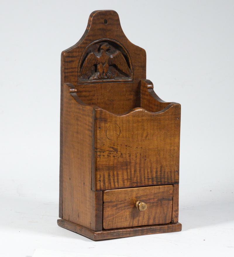 19TH C. TIGER MAPLE ONE DRAWER PIPE BOX (1 of 4)