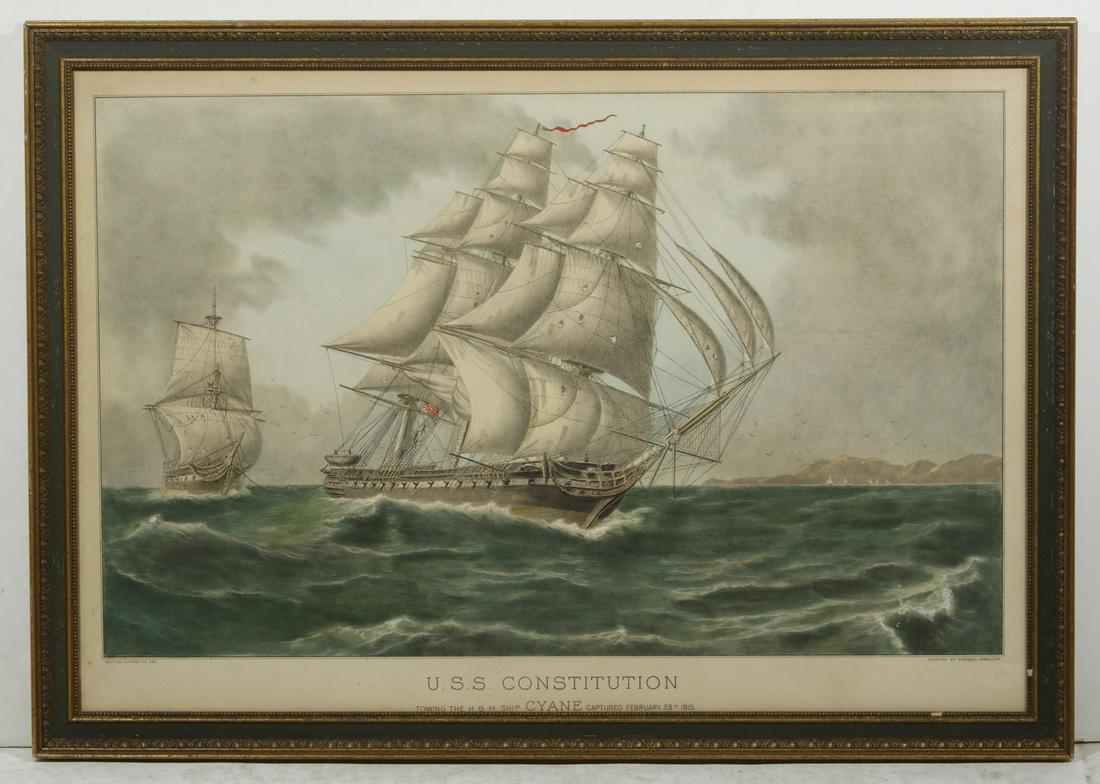 LARGE FRAMED PRINT OF THE USS CONSTITUTION (1 of 4)