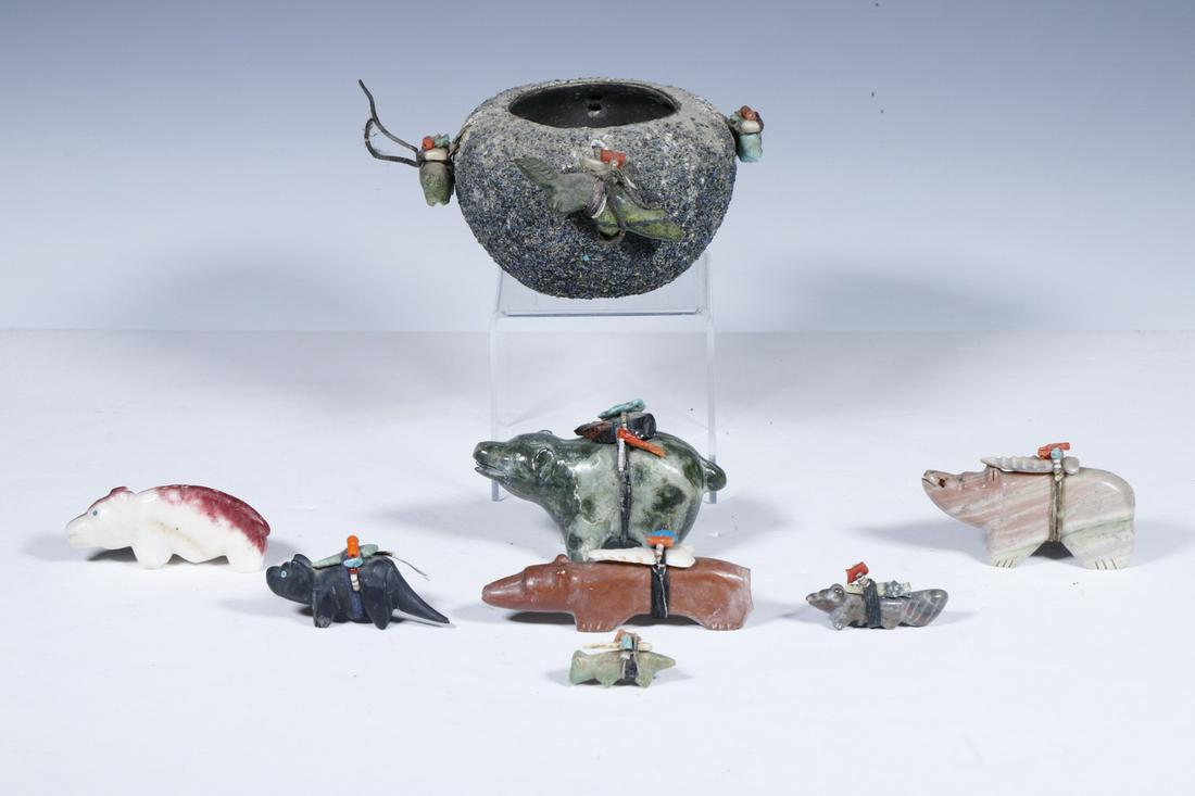 (7) STONE FETISHES AND FETISH BOWL (1 of 12)