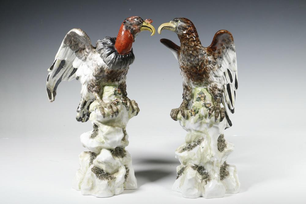 PR GLAZED PORCELAIN VULTURE FIGURES (1 of 3)