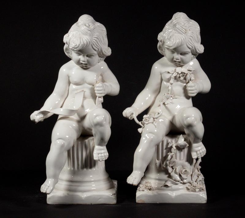 PR WHITE GLAZED POTTERY PUTTI (1 of 5)