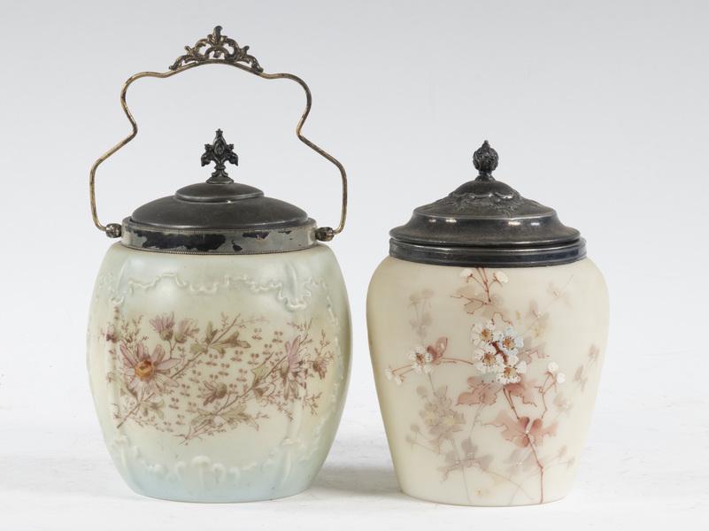 (2) VICTORIAN SATIN GLASS BISCUIT JARS (1 of 2)