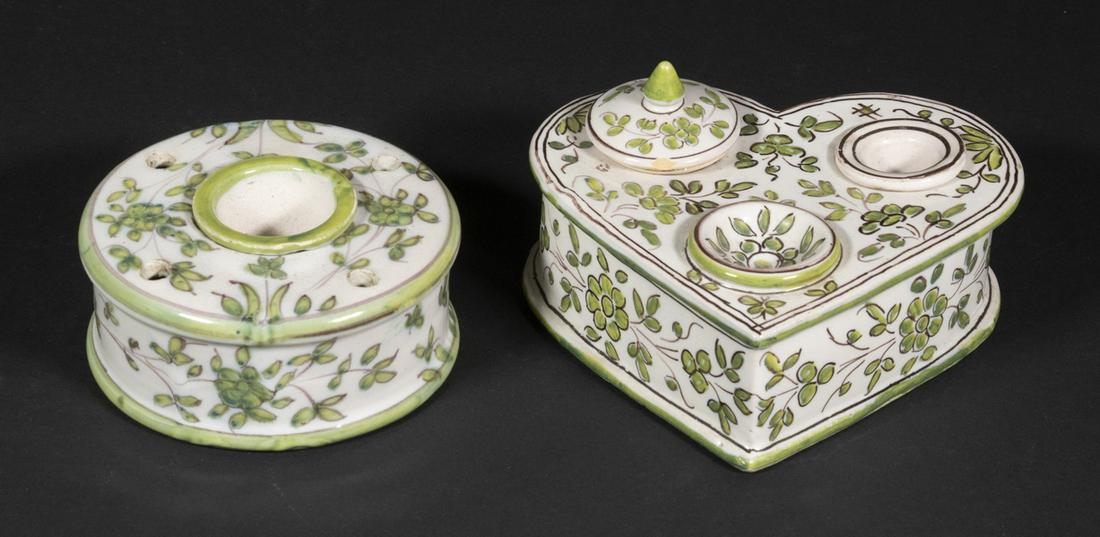 (2) MOUSTIERS FRENCH FAIENCE INKWELLS (1 of 3)