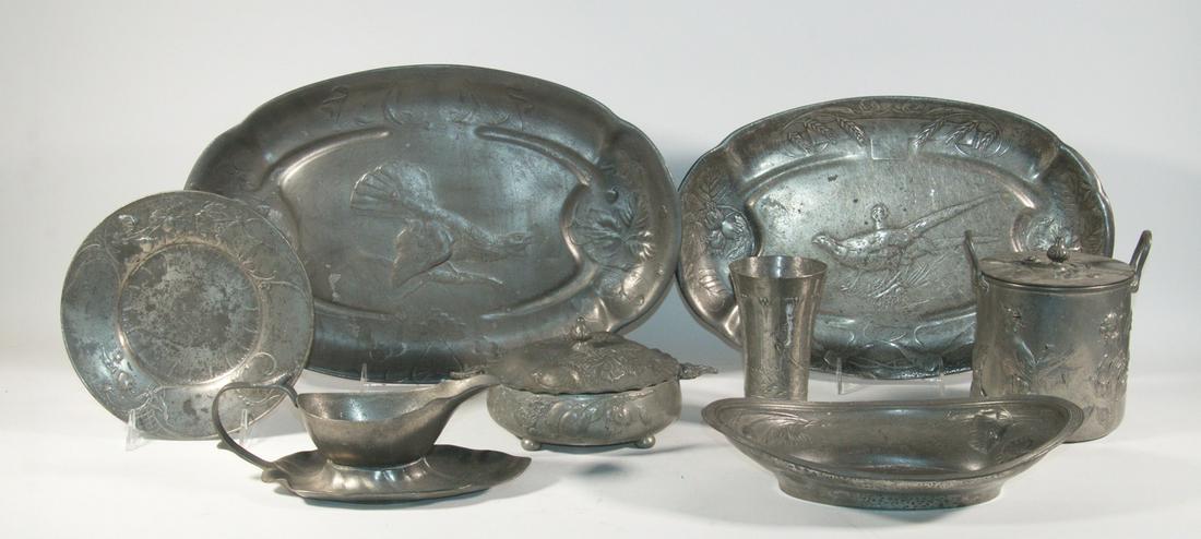 (8 PCS) KAYSERZINN ART NOUVEAU PEWTER (1 of 3)