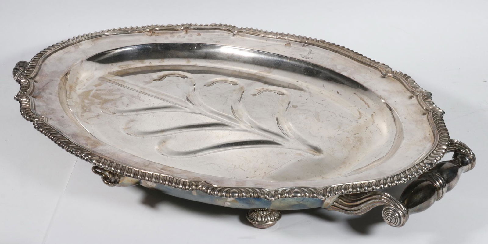 SILVER-PLATE MEAT WARMING PLATTER (1 of 2)