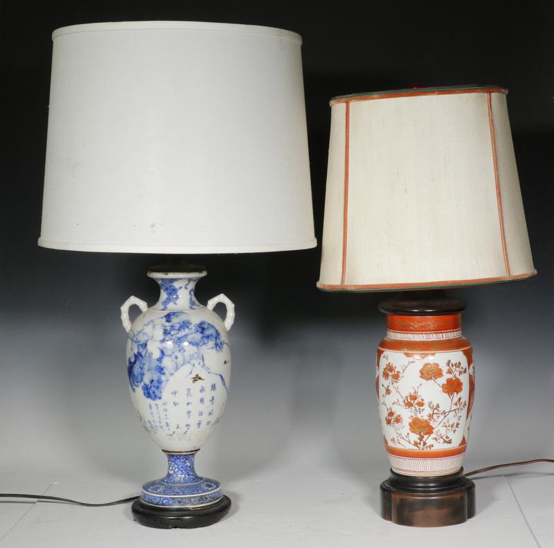 (2) UNMATCHED JAPANESE PORCELAIN TABLE LAMPS (1 of 1)