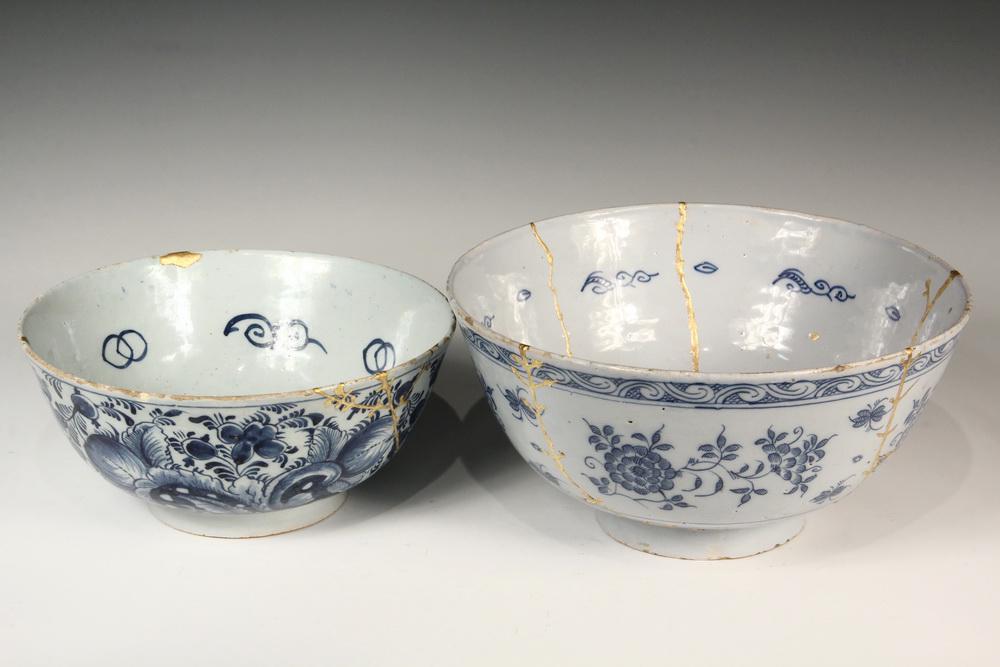 TWO EARLY LARGE DELFT BOWLS (1 of 10)