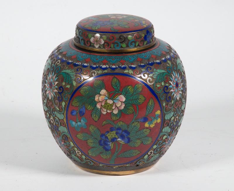 19TH C. CHINESE CLOISONNE TEA JAR (1 of 4)