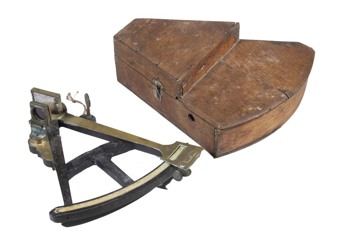 19TH C. ROSEWOOD & BRASS ENGLISH SEXTANT BY DUDLEY OF (1 of 6)