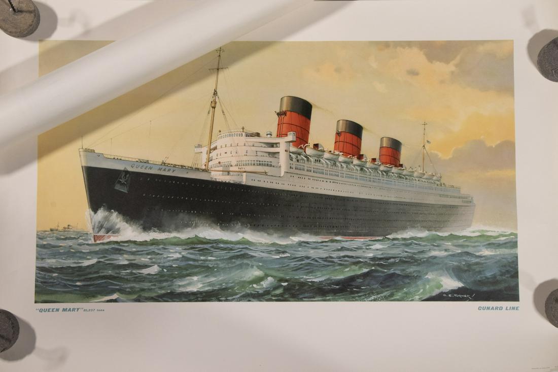 (4) UNFRAMED, ROLLED POSTERS OF OCEAN LINERS & (1) (1 of 5)