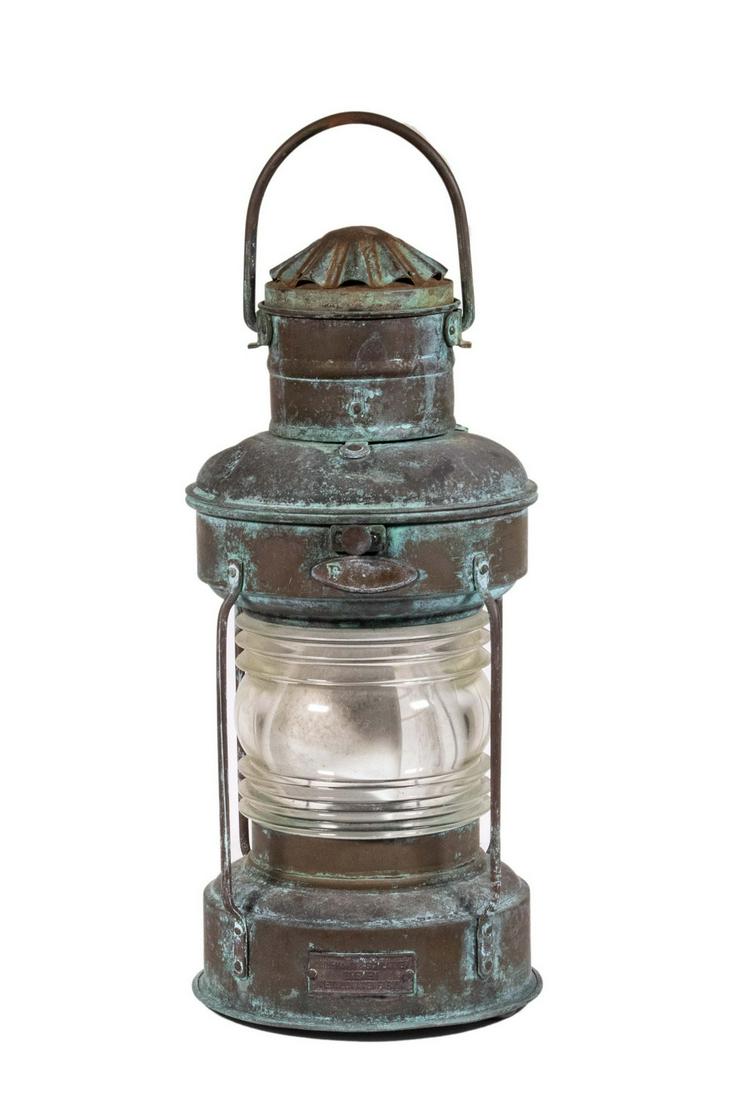 AHLEMANN & SCHLATTER, BREMEN COPPER SHIP LANTERN, (1 of 2)