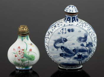 CHINESE ENAMEL ON COPPER SNUFF BOTTLES