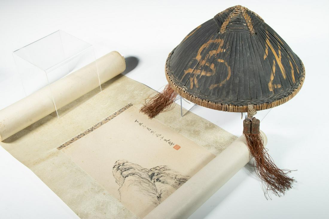 20TH C. CHINESE SCROLL PAINTING & CHILD'S PAINTED (1 of 2)