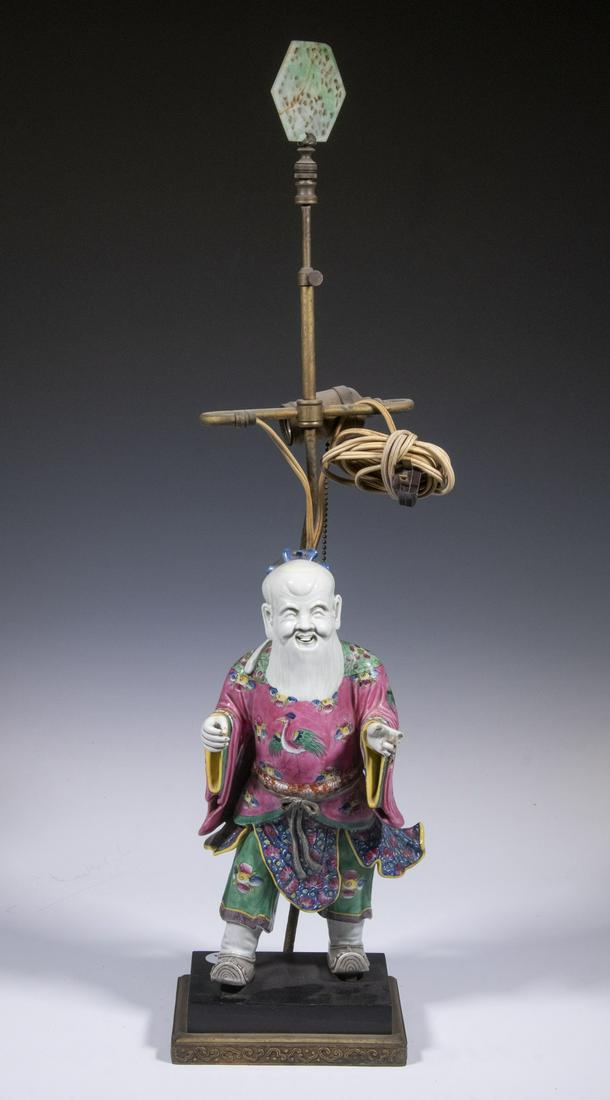 CHINESE PORCELAIN FIGURE, WIRED AS A LAMP (1 of 2)