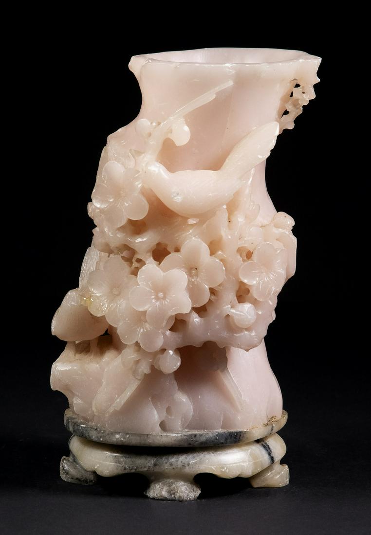 CHINESE PINK SOAPSTONE VASE (1 of 2)
