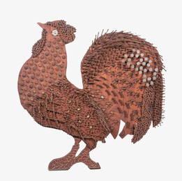 FOLK ART NAIL HEAD ROOSTER PLAQUE