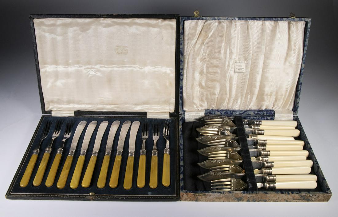 (2) CASED ENGLISH SILVER-PLATE FLATWARE SETS (1 of 1)